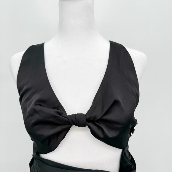 GUIZIO Dress Danielle Black Sz Med Cutout Tie Wrap Gown Backless - Picture 5 of 14